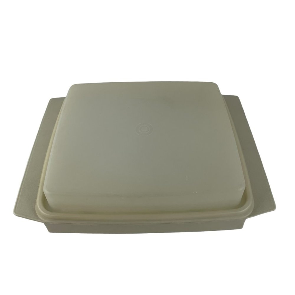 Tupperware Deviled Egg Tray w/Inserts & Lid‎ Beige White Container Vintage